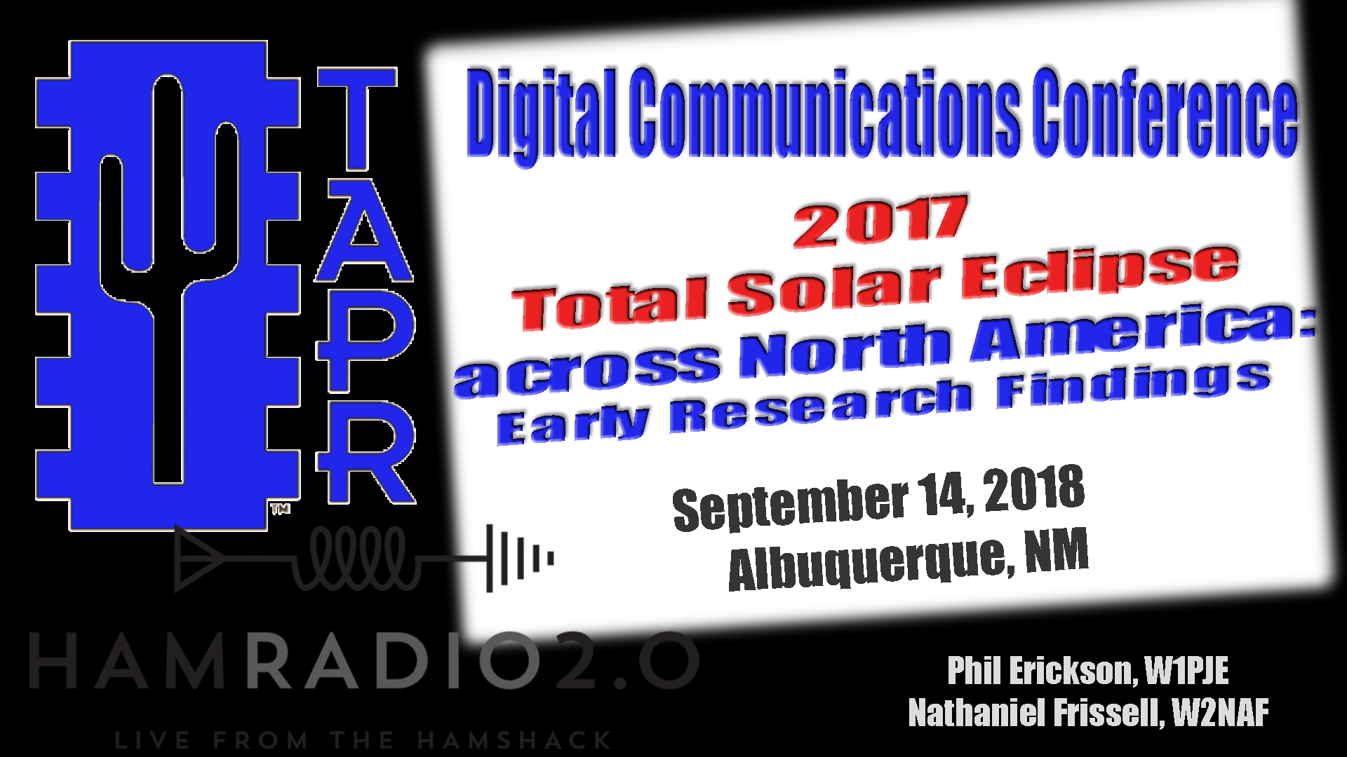 Episode 162: 2017 Total Solar Eclipse Early Findings from TAPR DCC 2018